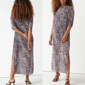& Other Stories Printed Laser Cut Midi Dress in animal Print size S